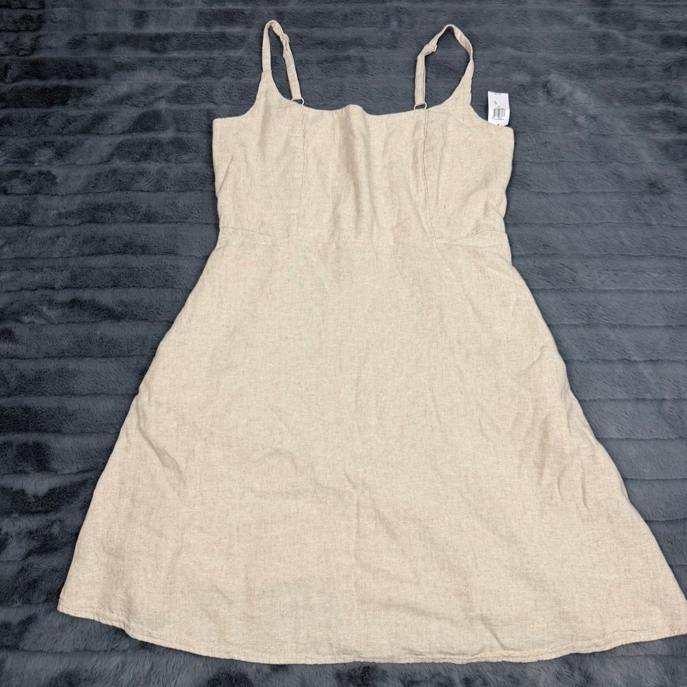 Old Navy Womens Linen Blend Cami Mini Dress Oatmeal Beige Medium 426084-00-1
